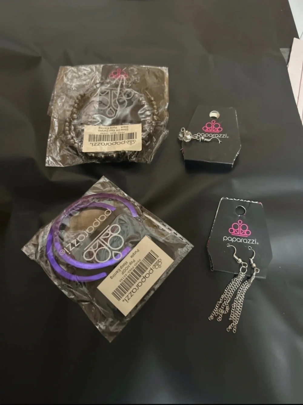 Paparazzi Women’s Purple and Black Bracelet & Earrings Set